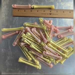 Vintage Pink Yellow Hair Curlers Tight Curls Permanent 50 Pieces